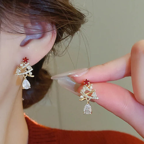 Christmas Three with Zirconia Stones-Gold Plated