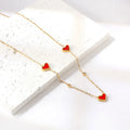 Elegant Hearts Necklace 18K Real Gold Plated-RED HEARTS