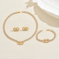 Elegant Necklace, Earrings and Bracelet. 18K Real Gold Plated