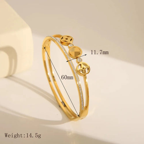 Elegant Bracelet with stones- 18K Real Gold Plated